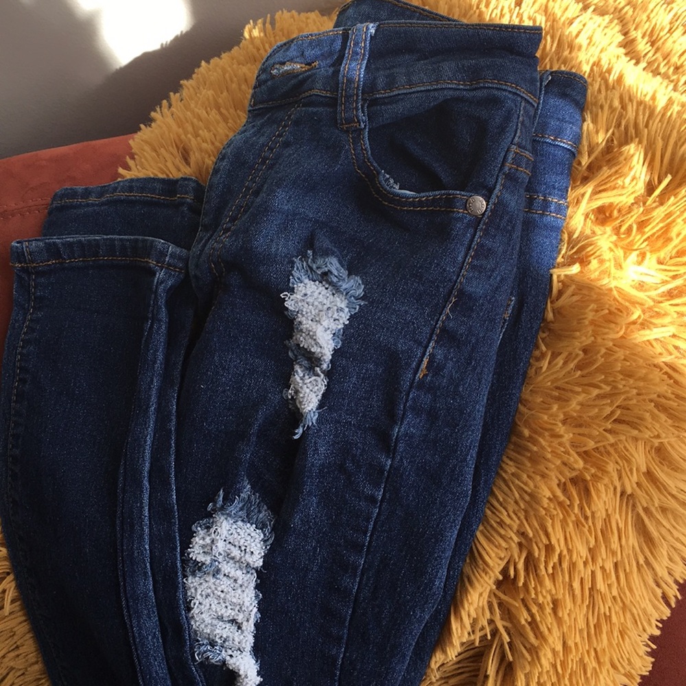 High Waisted Ripped Skinny Jeans